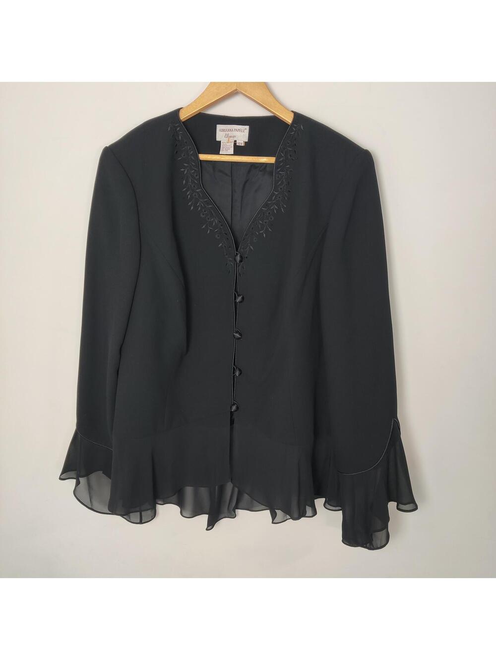 Adrianna Papell Woman Black Beaded Jacket Blazer 18W